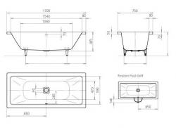 Стальная ванна Kaldewei Avantgarde Conoduo 732 170x75 с покрытием Perl-Effekt